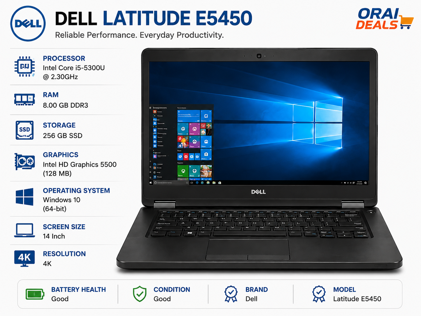 Dell Latitude E5450 i5 5th Gen 8GB RAM 256GB SSD