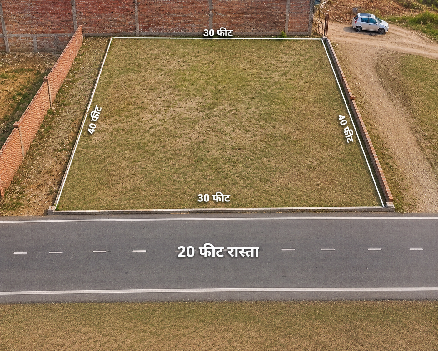 30×40 फीट का परफेक्ट साइज प्लॉट पावर हाउस के पास 