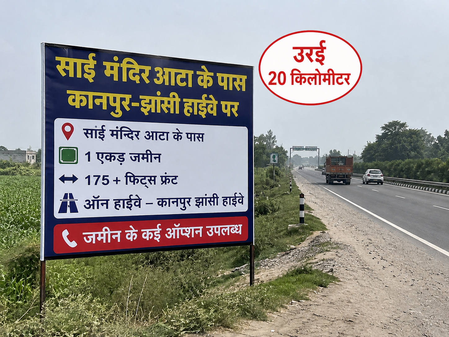 साईं मंदिर आटा के पास ऑन हाइवे 1 एकड़ जमीन